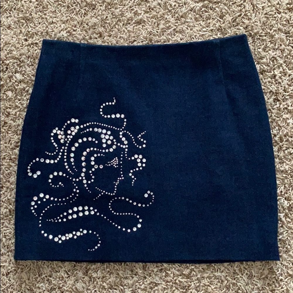 Crystallized Jeans Mini Skirt